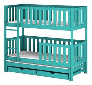Dětská patrová postel s přistýlkou 80x180 LORI - tyrkysová