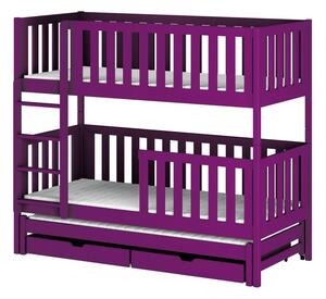 Dětská patrová postel s přistýlkou 80x160 LORI - fialová