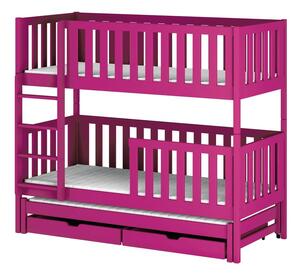 Dětská patrová postel s přistýlkou 80x160 LORI - růžová