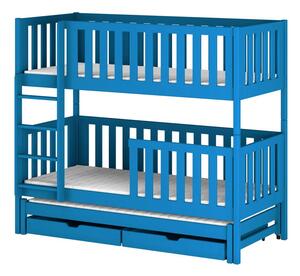 Dětská patrová postel s přistýlkou 90x200 LORI - modrá