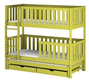 Dětská patrová postel s přistýlkou 80x200 LORI - světlá zelená