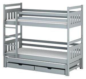 Patrová postel pro tři se šuplíky 90x190 SERENA - šedá 1