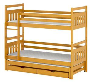 Patrová postel pro tři se šuplíky 80x160 SERENA - buk