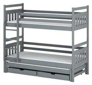 Patrová postel pro tři se šuplíky 80x160 SERENA - šedá 2