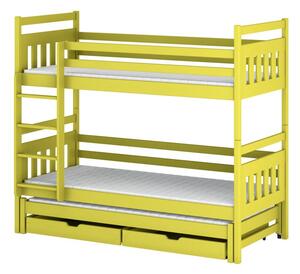 Patrová postel pro tři se šuplíky 80x180 SERENA - limetková