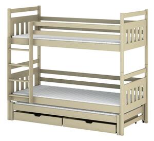 Patrová postel pro tři se šuplíky 80x160 SERENA - žlutobéžová