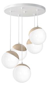 Lustr na lanku SFERA WOOD 5xE14/40W/230V bílá