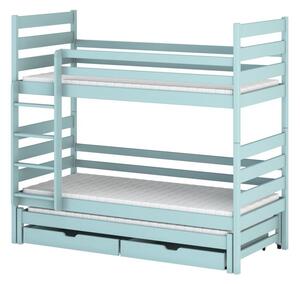 Patrová postel pro tři s úložným prostorem 80x180 TYNA - světlá modrá