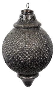Černá skleněná vánoční cetka koule s diamantovým povrchem Paulette L – 20x32 cm