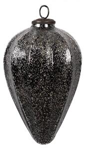 Černá skleněná vánoční cetka ve tvaru rampouchu se zlatým zdobením Paulette M – 14x19 cm