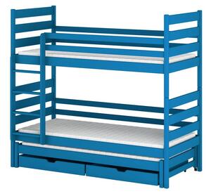 Patrová postel pro tři s úložným prostorem 80x160 TYNA - modrá