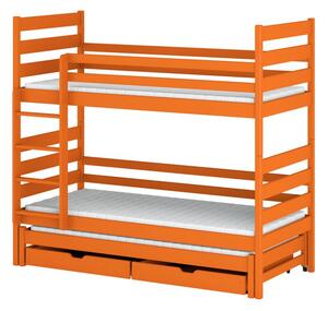 Patrová postel pro tři s úložným prostorem 80x160 TYNA - oranžová