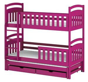 Patrová postel pro tři se šuplíky 80x160 NEFELI - růžová