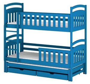 Patrová postel pro tři se šuplíky 80x160 NEFELI - modrá