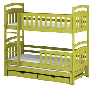 Patrová postel pro tři se šuplíky 80x180 NEFELI - světlá zelená