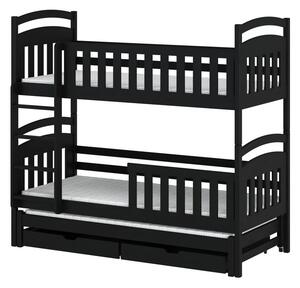 Patrová postel pro tři se šuplíky 80x180 NEFELI - černá