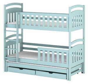 Patrová postel pro tři se šuplíky 80x180 NEFELI - světlá modrá
