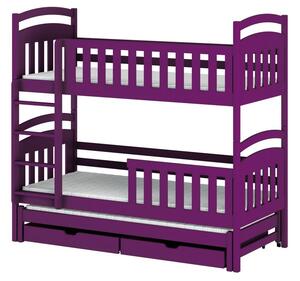 Patrová postel pro tři se šuplíky 80x180 NEFELI - fialová