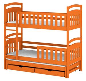 Patrová postel pro tři se šuplíky 80x160 NEFELI - oranžová