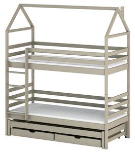 Patrová postel domeček s přistýlkou 90x200 MYKOLA - béžová