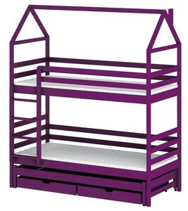 Patrová postel domeček s přistýlkou 80x160 MYKOLA - fialová