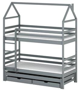 Patrová postel domeček s přistýlkou 80x160 MYKOLA - šedá 2
