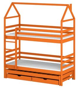 Patrová postel domeček s přistýlkou 80x160 MYKOLA - oranžová