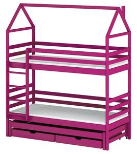 Patrová postel domeček s přistýlkou 80x160 MYKOLA - růžová