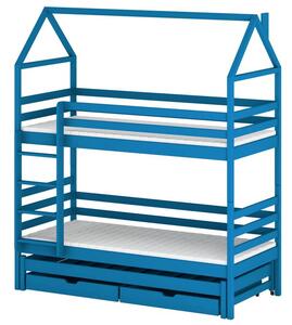 Patrová postel domeček s přistýlkou 80x160 MYKOLA - modrá