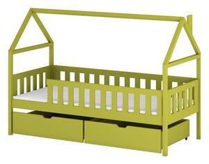 Dětská jednolůžková postel domeček 80x160 MARTINA - světlá zelená