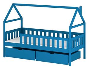 Dětská jednolůžková postel domeček 90x200 MARTINA - modrá