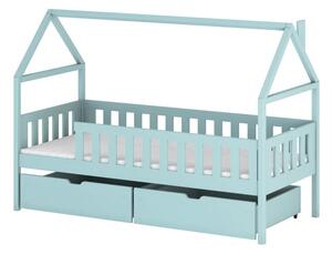 Dětská jednolůžková postel domeček 80x160 MARTINA - světlá modrá