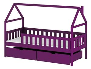 Dětská jednolůžková postel domeček 80x160 MARTINA - fialová