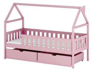 Dětská jednolůžková postel domeček 80x180 MARTINA - světlá růžová