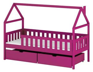 Dětská jednolůžková postel domeček 90x200 MARTINA - růžová