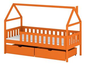 Dětská jednolůžková postel domeček 90x200 MARTINA - oranžová