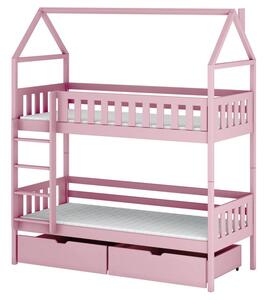 Domečková postel s úložným prostorem 90x200 DALILA - světlá růžová