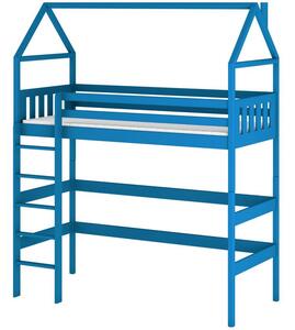 Dětská patrová postel domeček 80x180 GAPCI - modrá