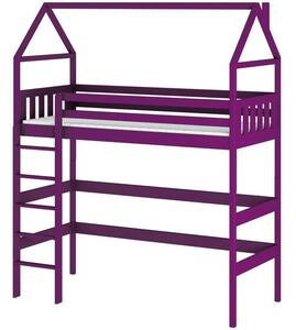 Dětská patrová postel domeček 80x160 GAPCI - fialová