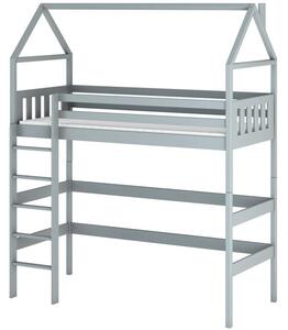 Dětská patrová postel domeček 80x160 GAPCI - šedá 1