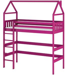 Dětská patrová postel domeček 80x160 GAPCI - růžová