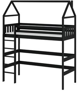 Dětská patrová postel domeček 90x200 GAPCI - černá