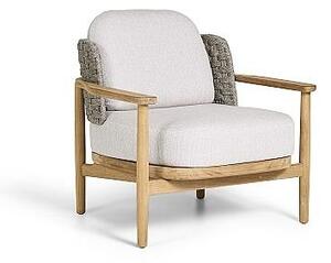 Jati Kebon Nízké křeslo Boho, Jati Kebon, 86x79,4x79,4 cm, rám teak, pásový výplet barva grey, bez sedáků