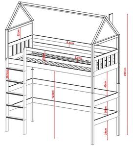Dětská patrová postel domeček 80x180 GAPCI - grafitová