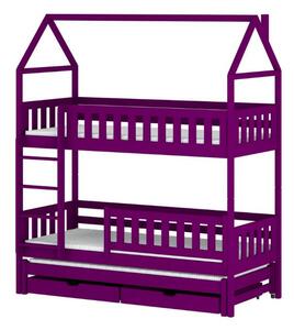 Dětská palanda domeček s přistýlkou 80x180 SAVETA - fialová