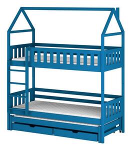 Dětská palanda domeček s přistýlkou 80x180 SAVETA - modrá