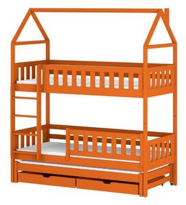 Dětská palanda domeček s přistýlkou 80x180 SAVETA - oranžová