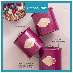 Červené ocelové dózy na potraviny v sadě 3 ks - Kitchen Craft