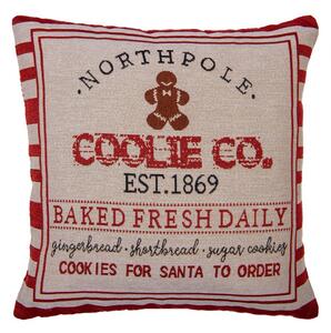 Béžovo-červený vánoční povlak na polštář vintage reklama na North Pole Bakery – 44x44 cm