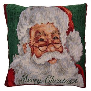 Červeno-zelený vánoční povlak na polštář Santa Clause a nápis Merry Christmas – 44x44 cm